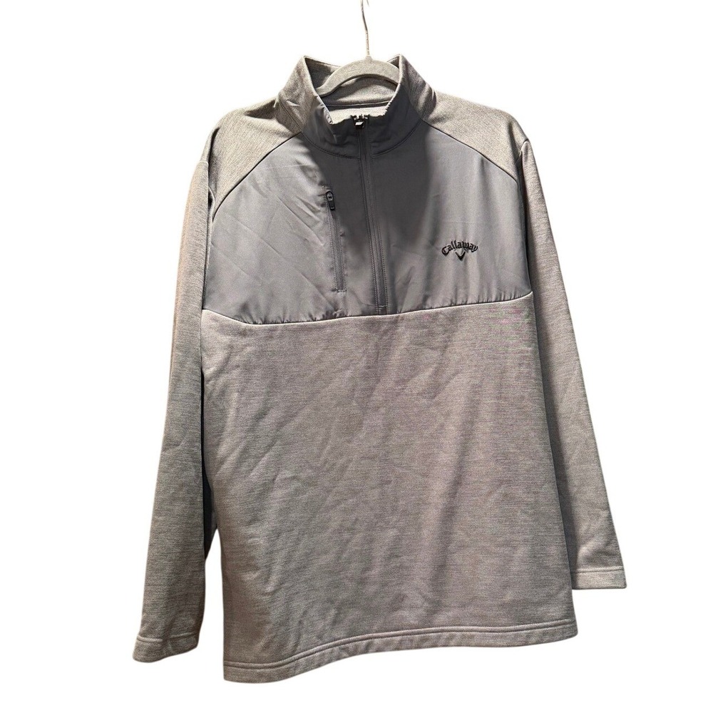 Callaway Mens Gray Heather Quarter Zip Pullover Jacket Golf Midweight Athletic L